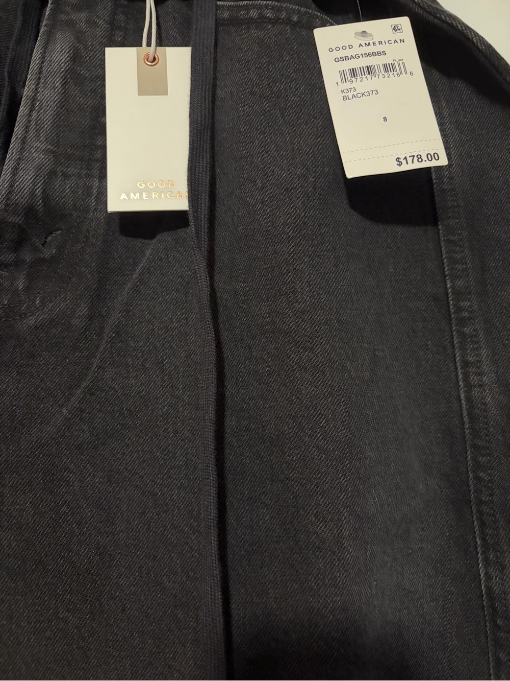 Good American Extreme Barrel Jeans Black Size 8/29 NWT High Rise Bowed Wide Leg - Picture 8 of 13